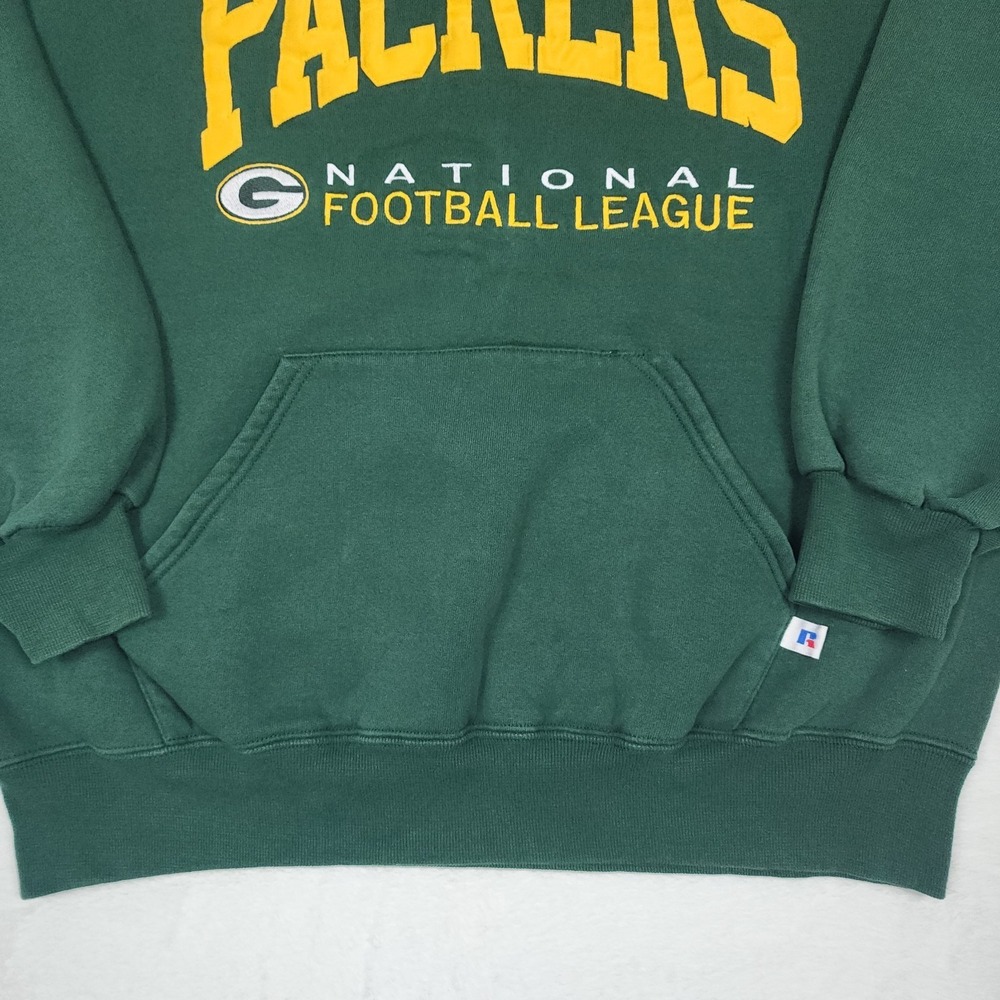 Vintage Green Bay Packers Hoodie Mens XL Green NFL Russell Athletic Made USA - Picture 3 of 12
